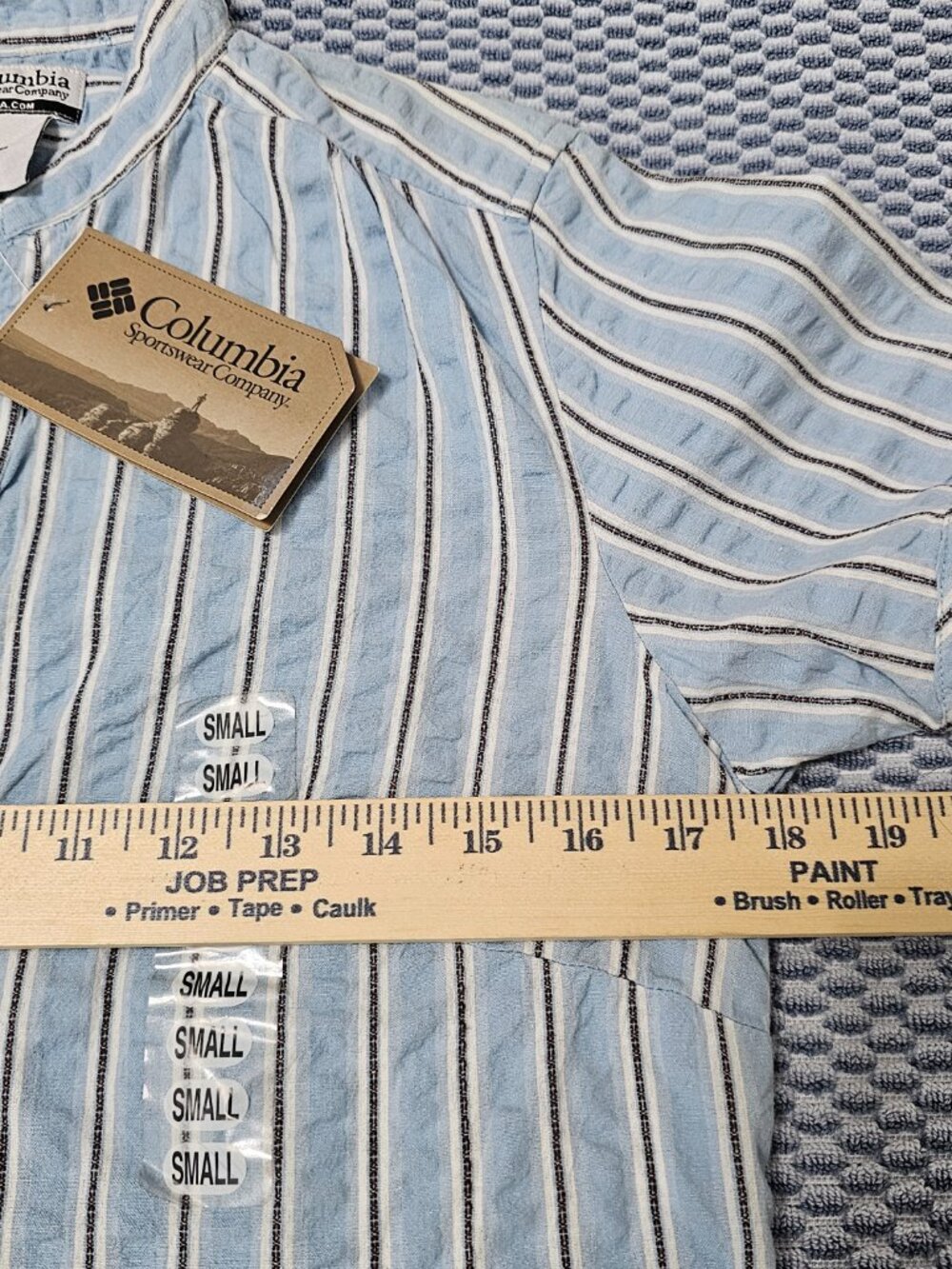 Columbia Sportswear Blue Black White Stripes Cotton Women's Top - Size Small NEW - Picture 6 of 7